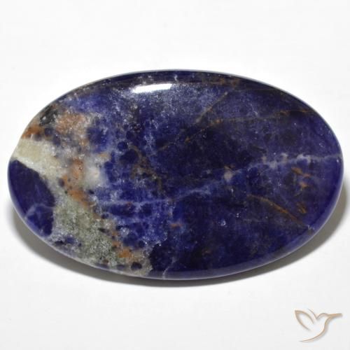 31.93ct Naturale Blu scuro Sodalite, Ovale, Opaco, Photo A
