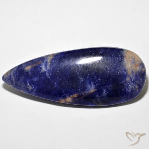 38.80ct Naturale Blu navy Sodalite, Forma a pera, Opaco, Photo A