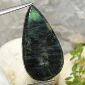 Spettrolite naturale multicolore da 6,57 ct, taglio a pera, opaco