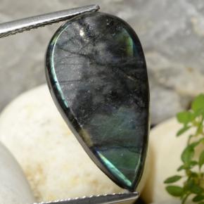 Spettrolite naturale multicolore da 6,57 ct, taglio a pera, opaco