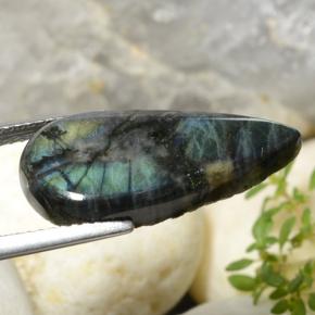 Spettrolite naturale multicolore da 6,57 ct, taglio a pera, opaco
