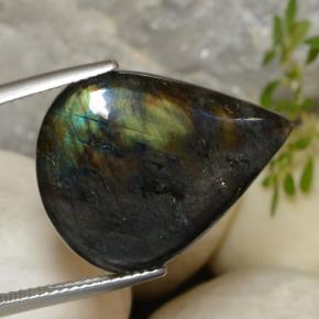 Spettrolite Multicolore naturale da 11.71 ct, Forma a pera, Opaco
