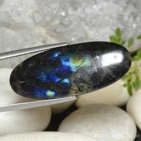 Spettrolite naturale multicolore da 15,38 ct, taglio ovale, opaco