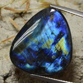 Spettrolite naturale multicolore da 15,43 ct, trillion, opaco
