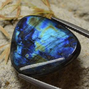 Spettrolite naturale multicolore da 15,43 ct, trillion, opaco