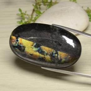 Spettrolite naturale multicolore da 61,44 ct, taglio ovale, opaco