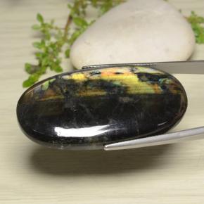 Spettrolite naturale multicolore da 61,44 ct, taglio ovale, opaco