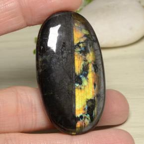 Spettrolite naturale multicolore da 61,44 ct, taglio ovale, opaco