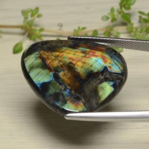 Spettrolite naturale multicolore da 14,38 ct, trillion, opaco