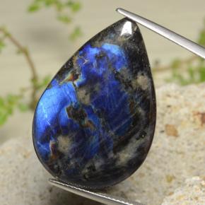 Spettrolite naturale multicolore da 20,29 ct, taglio a pera, opaco