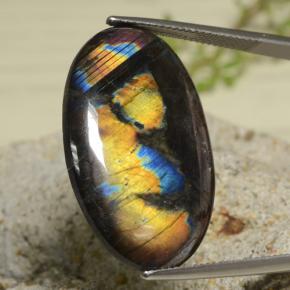 Spettrolite naturale multicolore da 18,04 ct, taglio ovale, opaco