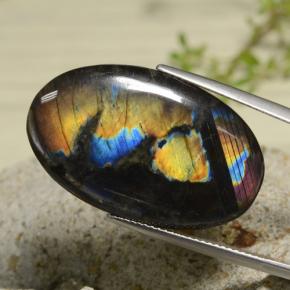 Spettrolite naturale multicolore da 18,04 ct, taglio ovale, opaco