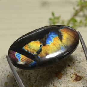 Spettrolite naturale multicolore da 18,04 ct, taglio ovale, opaco