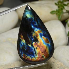 Spettrolite naturale multicolore da 17,74 ct, taglio a pera, opaco