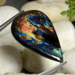 Spettrolite naturale multicolore da 17,74 ct, taglio a pera, opaco