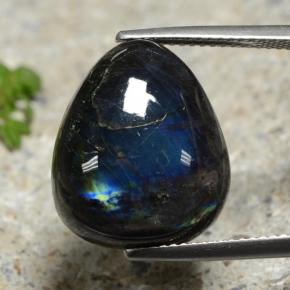 Spettrolite Multicolore naturale da 11.36 ct, Forma a pera, Opaco
