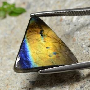 Spettrolite naturale multicolore da 9,73 ct, trillion, opaco