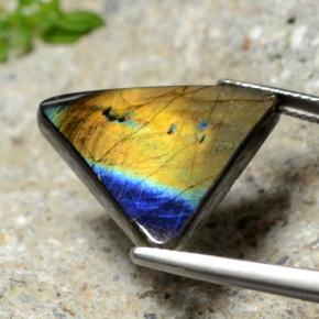 Spettrolite naturale multicolore da 9,73 ct, trillion, opaco