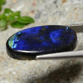 Spettrolite naturale multicolore da 4,55 ct, taglio ovale, opaco