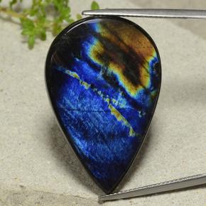 Spettrolite Multicolore naturale da 25.36 ct, Forma a pera, Opaco