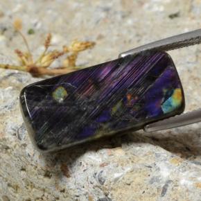 Spettrolite naturale multicolore da 8,96 ct, taglio a cuscino, opaco