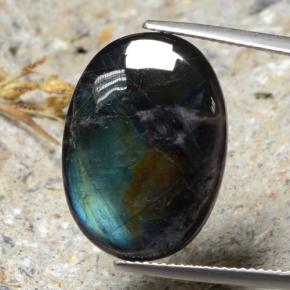 Spettrolite naturale multicolore da 9,95 ct, taglio ovale, opaco