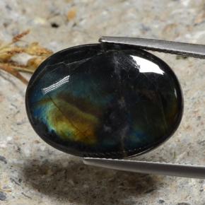 Spettrolite naturale multicolore da 9,95 ct, taglio ovale, opaco