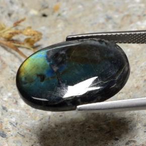Spettrolite naturale multicolore da 9,95 ct, taglio ovale, opaco