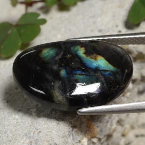 Spettrolite naturale multicolore da 6,55 ct, forma fantasia, opaco