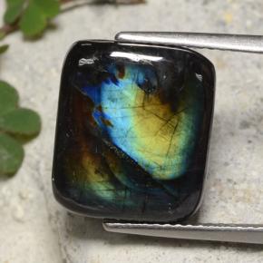 Spettrolite naturale multicolore da 6,88 ct, taglio a cuscino, opaco