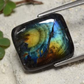 Spettrolite naturale multicolore da 6,88 ct, taglio a cuscino, opaco