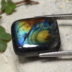 Spettrolite naturale multicolore da 6,88 ct, taglio a cuscino, opaco