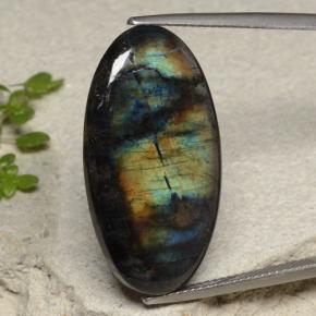 Spettrolite naturale multicolore da 16,74 ct, taglio ovale, opaco