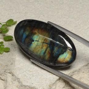 Spettrolite naturale multicolore da 16,74 ct, taglio ovale, opaco