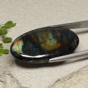 Spettrolite naturale multicolore da 16,74 ct, taglio ovale, opaco
