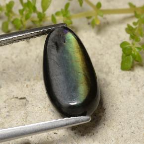 Spettrolite naturale multicolore da 4,09 ct, taglio a pera, opaco