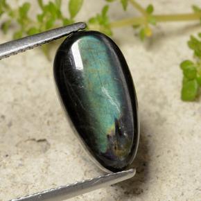 Spettrolite naturale multicolore da 4,09 ct, taglio a pera, opaco