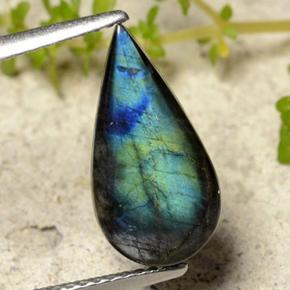 Spettrolite naturale multicolore da 2,13 ct, taglio a pera, opaco