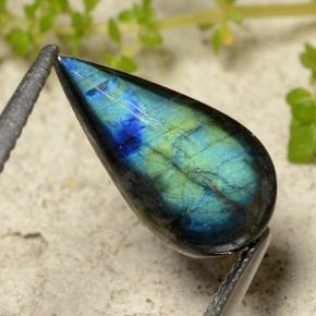 Spettrolite naturale multicolore da 2,13 ct, taglio a pera, opaco