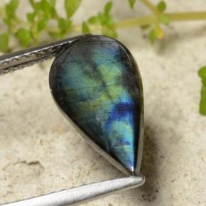 Spettrolite naturale multicolore da 2,13 ct, taglio a pera, opaco