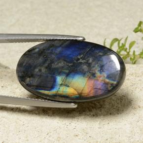 Spettrolite naturale multicolore da 14,82 ct, taglio ovale, opaco