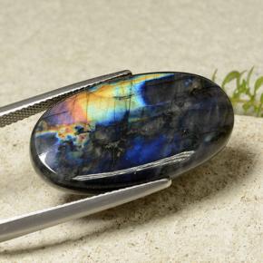 Spettrolite naturale multicolore da 14,82 ct, taglio ovale, opaco