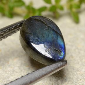 Spettrolite naturale multicolore da 0,81 ct, taglio a pera, opaco
