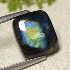 Spettrolite naturale multicolore da 2,25 ct, taglio a cuscino, opaco