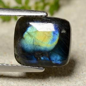 Spettrolite naturale multicolore da 2,25 ct, taglio a cuscino, opaco