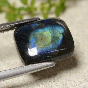 Spettrolite naturale multicolore da 2,25 ct, taglio a cuscino, opaco