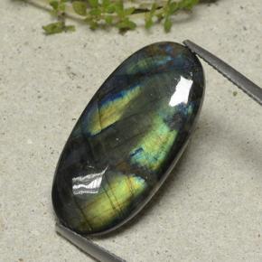 Spettrolite naturale multicolore da 9,84 ct, taglio ovale, opaco