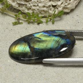 Spettrolite naturale multicolore da 9,84 ct, taglio ovale, opaco