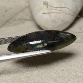 Spettrolite naturale multicolore da 7,35 ct, marchesa, opaco