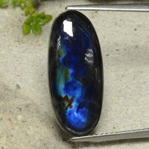 Spettrolite naturale multicolore da 6,05 ct, taglio ovale, opaco